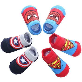 Disney 3 poras animacinių filmų Mickey Lokys Geležinis Žmogus kūdikių kojinės medvilnės neslidus plonas skyriuje kūdikių kojinės mielas animacinių filmų Vaikams grindų kojinės