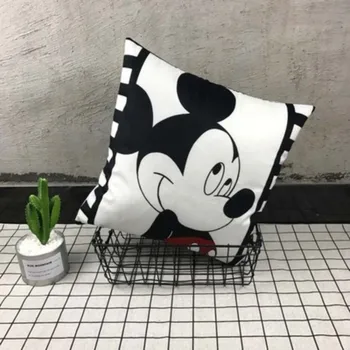 Disney Balta Juoda Mickey Minnie Mouse Pagalvėlė Padengti Mielas Dekoratyviniai pagalvių Užvalkalai Lova, Sofa-Baby Vaikų Gimtadienio Dovana 45x45cm