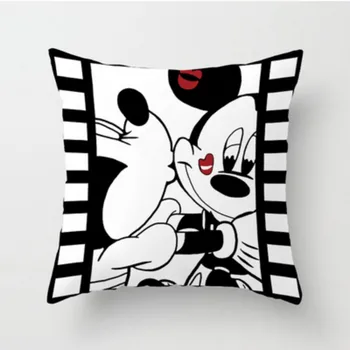 Disney Balta Juoda Mickey Minnie Mouse Pagalvėlė Padengti Mielas Dekoratyviniai pagalvių Užvalkalai Lova, Sofa-Baby Vaikų Gimtadienio Dovana 45x45cm