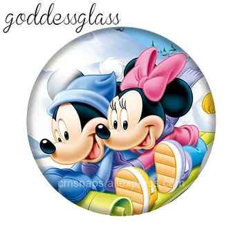 Disney Mickey Minnie Mouse Vaikams Dovanų 10vnt 12mm/18mm/20mm/25mm Turas foto stiklo cabochon butas atgal Karoliai Padaryti išvadas
