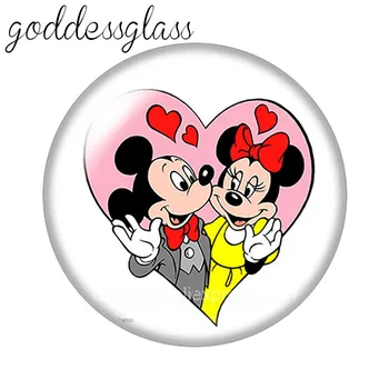 Disney Mickey Minnie Mouse Vaikams Dovanų 10vnt 12mm/18mm/20mm/25mm Turas foto stiklo cabochon butas atgal Karoliai Padaryti išvadas