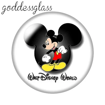 Disney Mickey Mouse Mielas Animacinių filmų 10vnt 12mm/18mm/20mm/25mm Turas foto stiklo cabochon butas atgal Karoliai Padaryti išvadas