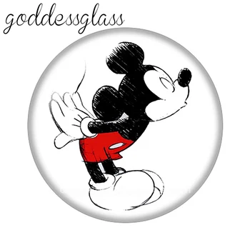 Disney Mickey Mouse Mielas Animacinių filmų 10vnt 12mm/18mm/20mm/25mm Turas foto stiklo cabochon butas atgal Karoliai Padaryti išvadas