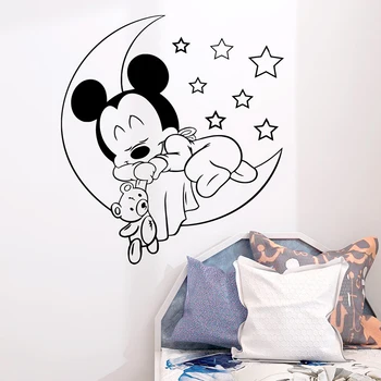 Disney Miega Peliukas Mėnulis, Žvaigždės, Sienų Lipdukai Vaikų Kambario Namų Dekoro Miegamasis Animacinių Filmų Sienų Lipdukai Vinyl Jam Prilygintą Išsilavinimą Meno 