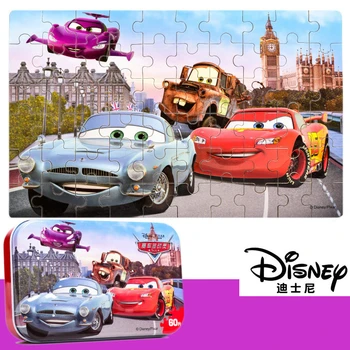 Disney Originali Žaibas McQueen ir Sniego Karalienė 60 Vienetų Medinių lipdukų Dėlionės Žaislai 3D Geležies Lauke, žaislai vaikams