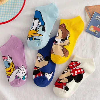 Disney Valtis kojinės Mickey mielas animacinių filmų Japonijos korėjiečių saldus medvilnės kojinės pavasario ir vasaros gamtoje trumpas vamzdis kojinių 1 pora