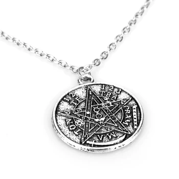 Dongsheng Antikvariniai Tetragrammaton Pentacle Pentagram Pakabukas Žavesio Karoliai Wiccan Talismanas Pagen Amuletas, Juvelyriniai dirbiniai Didmeninė