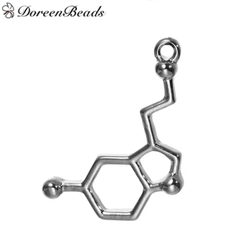 DoreenBeads Mados Metalo Molekulės Chemijos Mokslo Pakabukai Serotonino Aukso/Sidabro Spalvos Karolius, 