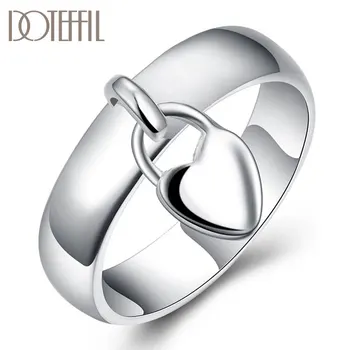 DOTEFFIL 925 Sterlingas Sidabro Širdies fiksavimo Žiedą Klasikinės Moterų Mados Vestuvių Dalyvavimo Šalies Dovanų Žavesio Papuošalai