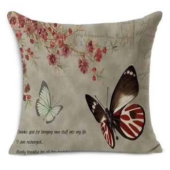 Drugelis pagalvėlė Šiaurės Derliaus gėlių lauko kėdė pagalvėlės namų dekoro sofos pagalvę drugelis atspausdintas užvalkalas 45x45cm