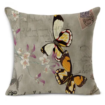 Drugelis pagalvėlė Šiaurės Derliaus gėlių lauko kėdė pagalvėlės namų dekoro sofos pagalvę drugelis atspausdintas užvalkalas 45x45cm