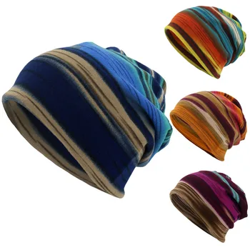Dryžuotas Skrybėlę Prekės Rudens Ir Žiemos Dual-naudoti Derliaus Dizaino Skrybėlės Ponios plonas Skullies Ir Beanies Moterų Skara Veido Kaukė