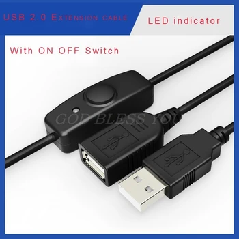 Duomenų Sinchronizavimo USB 2.0 Extender Laidas USB prailginimo Kabelis Su ON OFF Jungiklis, LED Indikatorius, Aviečių Pi PC USB Ventiliatorius LED Lempa USB