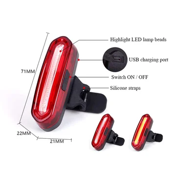 Dviračio Galinis Žibintas Dviračių LED užpakalinis žibintas USB Įkrovimo Vandeniui MTB Kelių Dviratį Uodega lempučių Lempa Dviračių Priedų