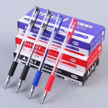 Dėžutėje 12 Europos standartą gelio rašiklis 0,5 m bullet point black mėlynos ir raudonos spalvos vandens pagrindu pen office raštinės reikmenys aliejaus pagrindu anglies pen