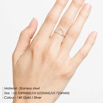 E-Manco Madinga nerūdijančio plieno žiedai moterims Rose Aukso Spalvos Tuščiaviduriai Iš vidurio žiedai, juvelyriniai dirbiniai Geometrinis Žiedo Dydis 5 6 7