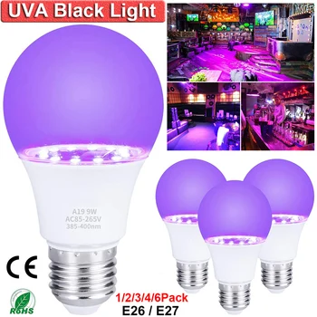 E26 E27 UV Lempos Lemputė LED Lemputė, Naktį Šviesos Klubas Akvariumas Šalies 9W 395-400nm D40
