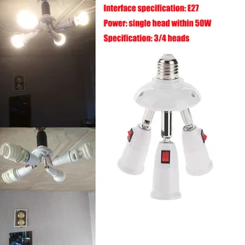 E27 Splitter 3/4 Galvutės Lempos Bazė Reguliuojamas LED Lemputės Laikiklio Adapteris Keitiklis Lizdas Aukštos Kokybės Lempos, Lemputės Laikiklį