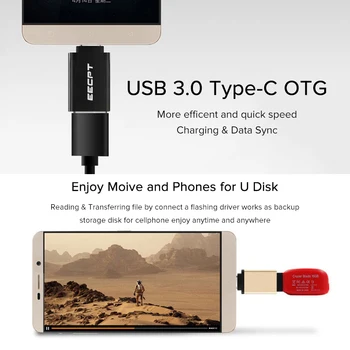 EECPT USB C Tipo OTG Adapteris, USB C iki OTG USB 3.0 Tipas-C Konverteris, skirtas Macbook 