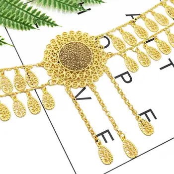 Egipto Arabų Aukso Metalo Krištolo Akmens Juosmens, Pilvo Šokio Kūno Grandinės Raižyti Gėlių Suknelė, Diržas Vasaros Boho Indijos Čigonų Paplūdimio Papuošalai