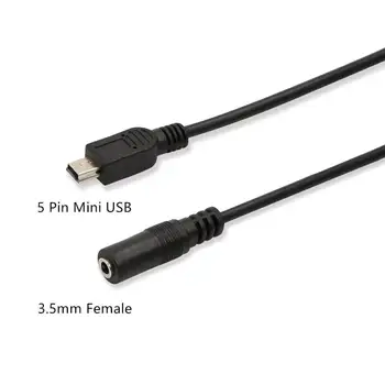 Electop 30cm Mini USB 3,5 mm Jack Kabelis 5 Pin Mini USB Adapterio Kabelis, 3.5 mm Lizdas Moterų ir Vyrų Mikrofonas Garso Adapterio Kabelį