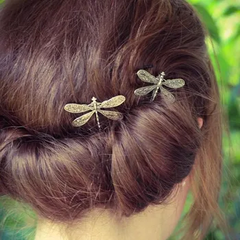 Elegantiška Vintage Dragonfly plaukų segtukai Nuotakos Šukuosena Vestuvių Plaukų Aksesuarų, Skaidrus Dragonfly Plaukų Įrašą 1pcs