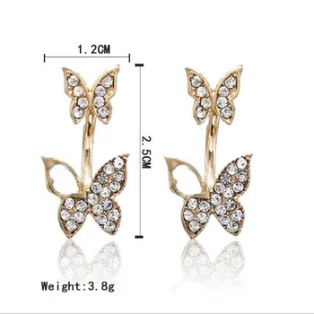 Elegantiškas Crystal Butterfly Auskarai Paprastas Mielas Korėjos Moterų Lady Mažas Stud Auskarai 