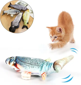 Elektros Kačių Žaislai, Pliušas 3D Interaktyvių Elektroninių USB Bite Atsparus Kramtyti Molinis Juda Šokių Žuvų Žaislas Kačiukas Šlifavimo Letena