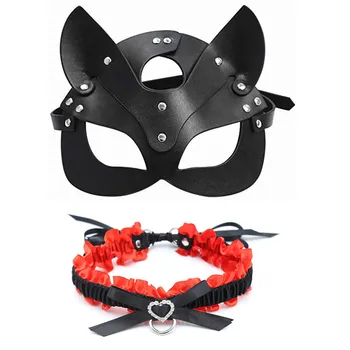 Erotinis kaukės seksualus kaukė sekso žaislai moterims plakti Catwoman puskauke Šalies Cosplay vergas Latekso SM Kaukė Suaugusiųjų Žaisti Kaukės