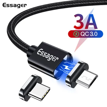Essager 3A Magnetinio USB C Tipo Kabelio 