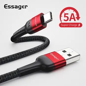 Essager 5A USB C Tipo Kabelis Huawei Mate 30 30 P20 Pro Lite Apkrauna USBC Tipas-C Greito Įkrovimo Kroviklis USB-C Laido Kabelis