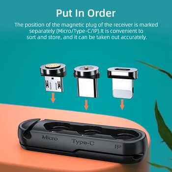 Essager Magnetinio Kabelio Atveju iPhone, Micro USB C Tipo Nešiojamų Saugojimo Dėžutė Magnetas Adapteris Jungties Silikono Bakas