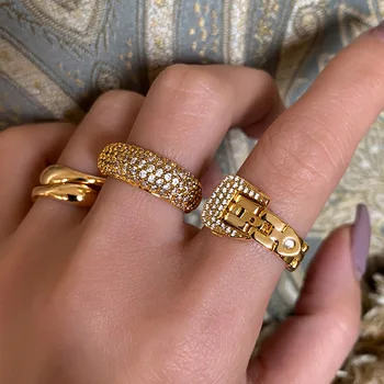 Europos ir Amerikos Perdėti Dizainas, metalas, minkštas grandinės kristalų diržo sagtis reguliuojamas žiedo mados žiedas moterų tendencija papuošalai