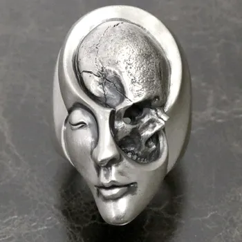 EYHIMD Unikalaus Dizaino, Žmogaus Dvilypumas, Paslėpti Yin ir Yang Kaukolė Žiedai, vyriški Goth Punk Nerūdijančio Plieno Dviratininkas Žiedas Moterų Papuošalai