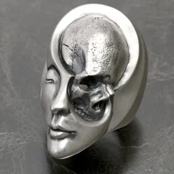 EYHIMD Unikalaus Dizaino, Žmogaus Dvilypumas, Paslėpti Yin ir Yang Kaukolė Žiedai, vyriški Goth Punk Nerūdijančio Plieno Dviratininkas Žiedas Moterų Papuošalai