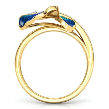 FDLK Spalvingas Drugelis Dizaino Žiedas Crystal Emalio Žiedą Sužadėtuvių Žiedai Santuokos Žiedus Moterims