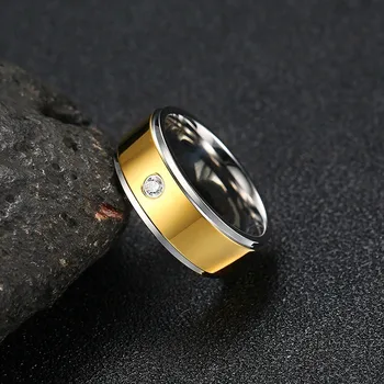 FDLK Vyrų Austrijos Kristalų Žiedai Žavesio Kristalų Geltona Spalva Nerūdijančio Plieno Žiedas Vestuvių Anel Šaliai, Papuošalai