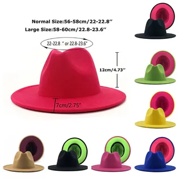 Fedora skrybėlę platus kraštų Džiazo skrybėlės kaubojaus skrybėlę moterų ir vyrų žiemos vyrų bžūp raudona su juodos vilnos melonik skrybėlę didmeninės