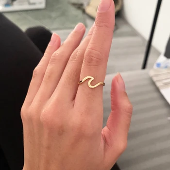 FENGLI Bangų Žiedai Moterims Paprastos Konstrukcijos Rose Aukso Žiedas Minimalistische Piršto Žiedą, Jūros Mylėtojas Bague Femme Anillos Mujer
