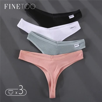 FINETOO 3Pcs/set Moterų Dirželius Minkštos Medvilnės G-String Kelnaitės Seksuali V Juosmens Kelnės Moterų Apatinius, M-XL Girl Thong Bikini Panty