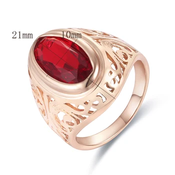 FJ Big Red Akmens Kubinis Cirkonis Žiedai, Moteriški Vyrai 585 Rose Aukso Spalvos Mados Vestuvinį Žiedą, Šaliai, Papuošalai