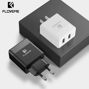 FLOVEME ES/JAV Prijunkite USB Įkroviklis 2.4 Mobiliojo Telefono Kroviklio Adapteris, skirtas Xiaomi 