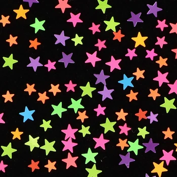 Fluorescencijos Star Blizgančiais Neoninis Nagų Dailės Blizgučiai Skiltelės Dribsnių 3D Formos Blizgučiai Dribsnių Sumaišykite Šviečia Akrilo ir Gelio Nagai Apdaila