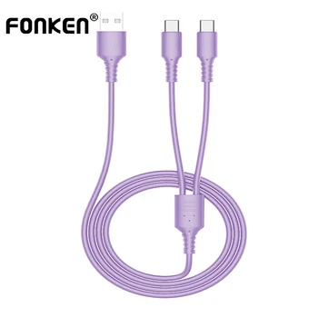 FONKEN 2 In 1 USB Kabelis Skystu Silikonu Įkrovimo Kabelis Mobiliųjų Telefonų Įkrovimo Laidas Micro USB Silicio Kabelį, Tipas C Įkroviklio Android
