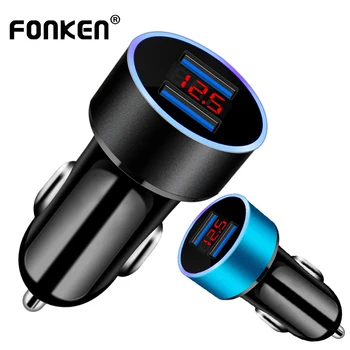 FONKEN 3.1 Automobilis Kroviklis su 2 USB jungtys Mokestis Adpater LED Mobiliųjų Telefonų Kroviklį Automobilių Iphone 