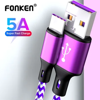 FONKEN 5A USB C Tipo Kabelis Super Greitai Įkrauti Usb C Kabelio Greito Įkroviklio Tipo C 