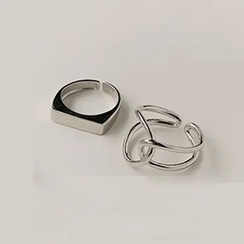 Foxanry Minimalistinio 925 Sterlingas Sidabro Piršto Žiedai, Žavesio Moterų Tailando Sidabro Papuošalai Naujas Mados Kryžiaus Twining Rankų Darbo Žiedas