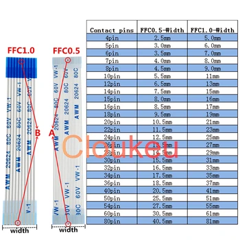 FPC Plokščias lankstus kabelis FFC-1,0 MM LCD cable AWM 20624 80C 60V VW-1