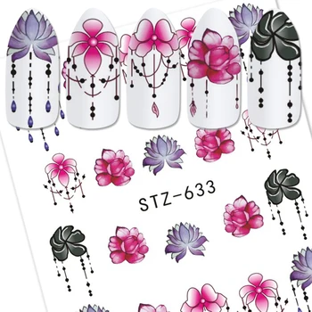 Fulll Grožio 1pcs Gradientas Šviesiai Violetinės Rožės Gėlių Slankiklį Nagų Lipdukai Watermark Manikiūro lenkijos Nagų Lipduką CHSTZ633-650
