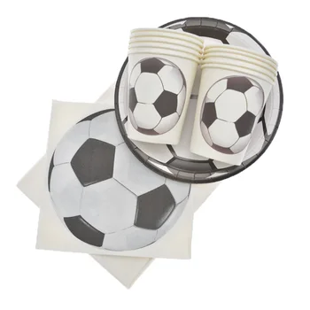 Futbolo Tema, Vienkartiniai Indai, nustatyti Sporto berniukas Gimtadienio baby shower pyragas Deco Prekių Futbolo modelio Taurės plokštė šiaudų